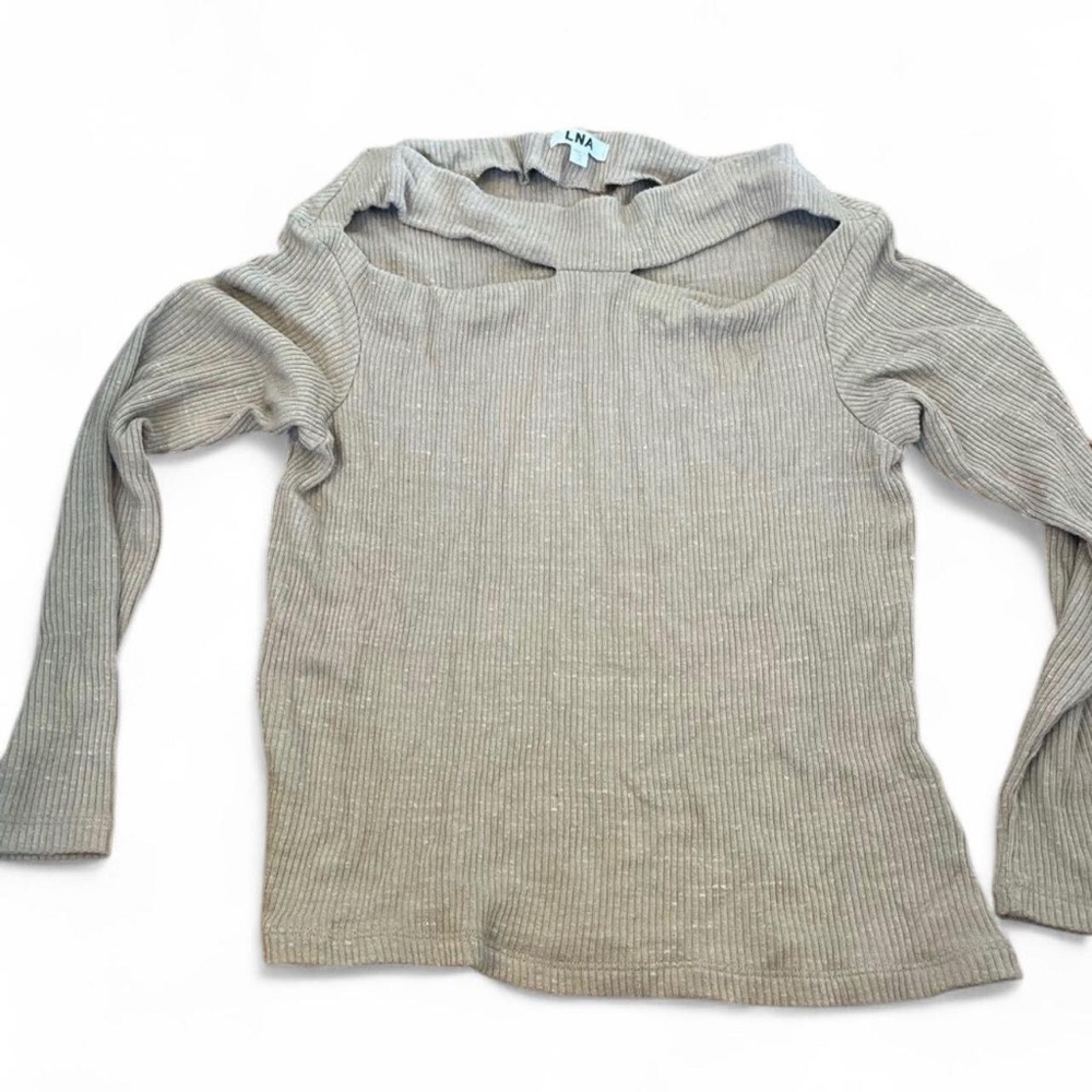 LNA | Ribbed Top | Cut Out Front Detail | Mushroom | Size M